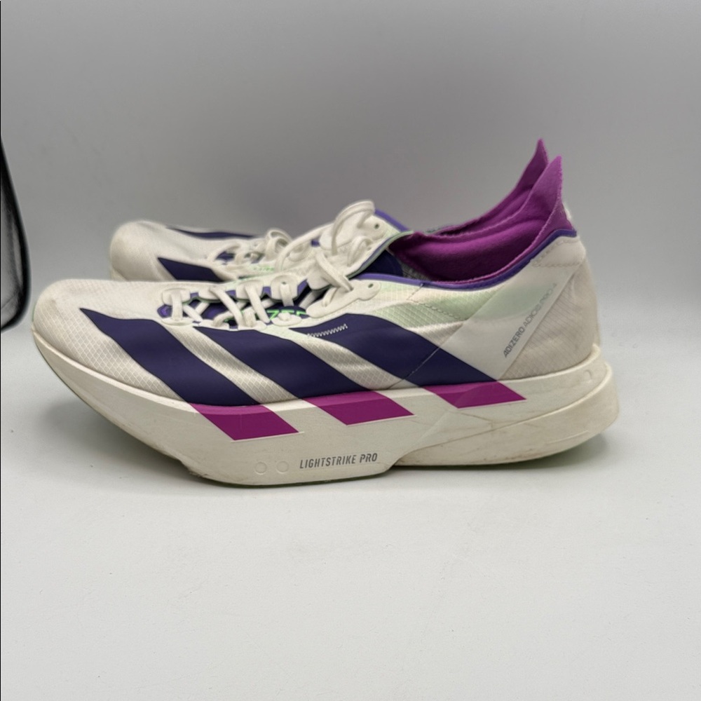 Adidas Adizero Adios Pro 4 men’s 10 White and Purple Athletic Shoes S7 - Picture 3 of 6
